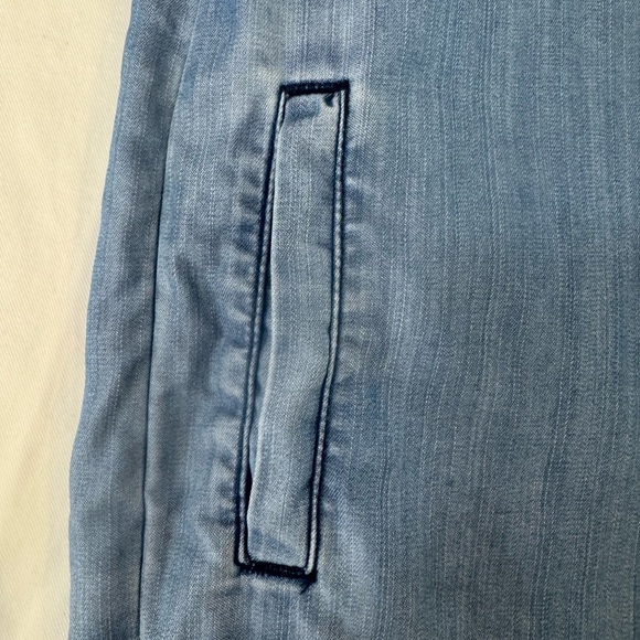 Velvet Heart Women's Knee Length Denim Shirt Dress Blue 3/4 Roll Sleeve Collared - Picture 7 of 10